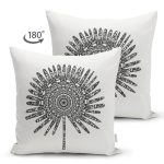 - RealHomes Çift Tarafı Dijital Baskılı Süet Yastık Kırlent Kılıfı - Realhomes Siyah Beyaz Çiçek Tasarımlı Modern Süet Yastık Kırlent Kılıfı Realhomes