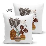- RealHomes Çift Tarafı Dijital Baskılı Süet Yastık Kırlent Kılıfı - Realhomes Kavanozdaki Tropik Yapraklar Dijital Baskılı Süet Yastık Kırlent Kılıfı Realhomes