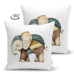 - RealHomes Çift Tarafı Dijital Baskılı Süet Yastık Kırlent Kılıfı - Realhomes Etnik Tasarımlı Fil Desenli Dijital Baskılı Süet Yastık Kırlent Kılıfı Realhomes