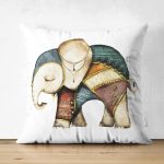 - RealHomes Çift Tarafı Dijital Baskılı Süet Yastık Kırlent Kılıfı - Realhomes Etnik Tasarımlı Fil Desenli Dijital Baskılı Süet Yastık Kırlent Kılıfı Realhomes