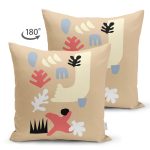 - RealHomes Çift Tarafı Dijital Baskılı Süet Yastık Kırlent Kılıfı - Realhomes Krem Renkli Onedraw Temalı Modern Süet Yastık Kırlent Kılıfı Realhomes