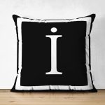 - RealHomes Çift Tarafı Dijital Baskılı Süet Yastık Kırlent Kılıfı - Realhomes Siyah Zemin Beyaz Çerçeveli İ Harfi Dijital Baskılı Süet Yastık Kırlent Kılıfı Realhomes
