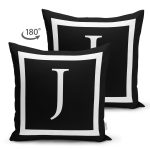 - RealHomes Çift Tarafı Dijital Baskılı Süet Yastık Kırlent Kılıfı - Realhomes Siyah Zemin Beyaz Çerçeveli J Harfi Dijital Baskılı Süet Yastık Kırlent Kılıfı Realhomes