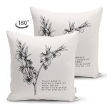 - RealHomes Çift Tarafı Dijital Baskılı Süet Yastık Kırlent Kılıfı - Realhomes Karakalem Kurumuş Yaprak Tasarımlı Süet Yastık Kırlent Kılıfı Realhomes