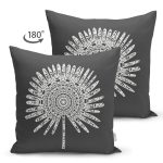 Siyah Beyaz Çiçek Tasarımlı Modern Süet Yastık Kırlent Kılıfı Realhomes