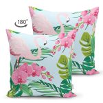 - RealHomes Çift Tarafı Dijital Baskılı Süet Yastık Kırlent Kılıfı - Realhomes Renkli Tropik Yaprak Flamingo Motifli Süet Yastık Kırlent Kılıfı Realhomes