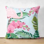 - RealHomes Çift Tarafı Dijital Baskılı Süet Yastık Kırlent Kılıfı - Realhomes Renkli Tropik Yaprak Flamingo Motifli Süet Yastık Kırlent Kılıfı Realhomes