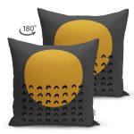 - RealHomes Çift Tarafı Dijital Baskılı Süet Yastık Kırlent Kılıfı - Realhomes Sanatsal Siyah Zemin Sarı Yuvarlak Tasarımlı Süet Yastık Kırlent Kılıfı Realhomes