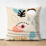 - RealHomes Çift Tarafı Dijital Baskılı Süet Yastık Kırlent Kılıfı - Realhomes Onedraw Krem Tasarımlı Süet Yastık Kırlent Kılıfı Realhomes