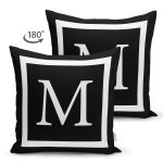 - RealHomes Çift Tarafı Dijital Baskılı Süet Yastık Kırlent Kılıfı - Realhomes Siyah Zemin Beyaz Çerçeveli M Harfi Dijital Baskılı Süet Yastık Kırlent Kılıfı Realhomes
