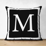 - RealHomes Çift Tarafı Dijital Baskılı Süet Yastık Kırlent Kılıfı - Realhomes Siyah Zemin Beyaz Çerçeveli M Harfi Dijital Baskılı Süet Yastık Kırlent Kılıfı Realhomes