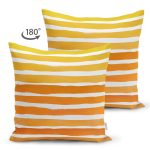 Sarı Turuncu Çizgili Dekoratif Süet Yastık Kırlent Kılıfı Realhomes
