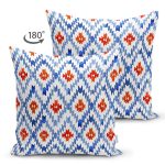 - RealHomes Çift Tarafı Dijital Baskılı Süet Yastık Kırlent Kılıfı - Realhomes Geometrik Mavi Çini Desenli Modern Süet Yastık Kırlent Kılıfı Realhomes