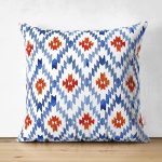 - RealHomes Çift Tarafı Dijital Baskılı Süet Yastık Kırlent Kılıfı - Realhomes Geometrik Mavi Çini Desenli Modern Süet Yastık Kırlent Kılıfı Realhomes