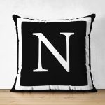 - RealHomes Çift Tarafı Dijital Baskılı Süet Yastık Kırlent Kılıfı - Realhomes Siyah Zemin Beyaz Çerçeveli N Harfi Dijital Baskılı Süet Yastık Kırlent Kılıfı Realhomes