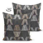 Siyah Zemin Geometrik Üçgen Tasarımlı Süet Yastık Kırlent Kılıfı Realhomes