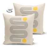 - RealHomes Çift Tarafı Dijital Baskılı Süet Yastık Kırlent Kılıfı - Realhomes Krem Zemin Onedraw Çizimli Modern Süet Yastık Kırlent Kılıfı Realhomes
