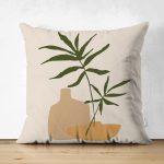 - RealHomes Çift Tarafı Dijital Baskılı Süet Yastık Kırlent Kılıfı - Realhomes Krem Zeminli Tropik Yaprak Motifli Süet Yastık Kırlent Kılıfı Realhomes