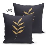 Koyu Lacivert Zeminli Dijital Baskılı Modern Süet Yastık Kırlent Kılıfı Realhomes