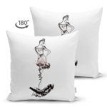 - RealHomes Çift Tarafı Dijital Baskılı Süet Yastık Kırlent Kılıfı - Realhomes Oneline Siyah Beyaz Kadın Figürlü Özel Tasarım Süet Yastık Kırlent Kılıfı Realhomes