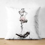 - RealHomes Çift Tarafı Dijital Baskılı Süet Yastık Kırlent Kılıfı - Realhomes Oneline Siyah Beyaz Kadın Figürlü Özel Tasarım Süet Yastık Kırlent Kılıfı Realhomes