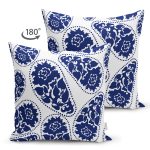 - RealHomes Çift Tarafı Dijital Baskılı Süet Yastık Kırlent Kılıfı - Realhomes Mavi Çini Motifli Gül Tasarımlı Süet Yastık Kırlent Kılıfı Realhomes