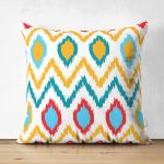 Renkli Geometrik Çizimli Dijital Baskılı Süet Yastık Kırlent Kılıfı Realhomes