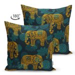 - RealHomes Çift Tarafı Dijital Baskılı Süet Yastık Kırlent Kılıfı - Realhomes Etnik Motifli Fil Tasarımlı Dijital Baskılı Süet Yastık Kırlent Kılıfı Realhomes