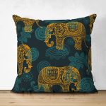 - RealHomes Çift Tarafı Dijital Baskılı Süet Yastık Kırlent Kılıfı - Realhomes Etnik Motifli Fil Tasarımlı Dijital Baskılı Süet Yastık Kırlent Kılıfı Realhomes