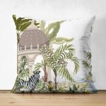 - RealHomes Çift Tarafı Dijital Baskılı Süet Yastık Kırlent Kılıfı - Realhomes Tropikal Orman Yaprakları & Hayvanları Dijital Baskılı Süet Yastık Kırlent Kılıfı Realhomes
