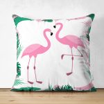 - RealHomes Çift Tarafı Dijital Baskılı Süet Yastık Kırlent Kılıfı - Realhomes Tropik Yaprak Flamingo Özel Tasarımlı Dijital Baskılı Süet Yastık Kırlent Kılıfı Realhomes