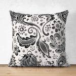 - RealHomes Çift Tarafı Dijital Baskılı Süet Yastık Kırlent Kılıfı - Realhomes Siyah Beyaz Sanatsal Çizimli Özel Tasarım Süet Yastık Kırlent Kılıfı Realhomes