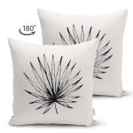 - RealHomes Çift Tarafı Dijital Baskılı Süet Yastık Kırlent Kılıfı - Realhomes Siyah Beyaz Yaprak Tasarımlı Dekoratif Süet Yastık Kırlent Kılıfı Realhomes