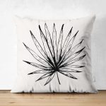 - RealHomes Çift Tarafı Dijital Baskılı Süet Yastık Kırlent Kılıfı - Realhomes Siyah Beyaz Yaprak Tasarımlı Dekoratif Süet Yastık Kırlent Kılıfı Realhomes