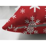- RealHomes Çift Tarafı Dijital Baskılı Süet Yastık Kırlent Kılıfı - Realhomes Kırmızı Zemin Kar Tanesi Özel Tasarım Yılbaşı Temalı Süet Yastık Kırlent Kılıfı Realhomes