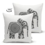 - RealHomes Çift Tarafı Dijital Baskılı Süet Yastık Kırlent Kılıfı - Realhomes Siyah Beyaz Fil Motifli Dijital Baskılı Süet Yastık Kırlent Kılıfı Realhomes