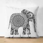 - RealHomes Çift Tarafı Dijital Baskılı Süet Yastık Kırlent Kılıfı - Realhomes Siyah Beyaz Fil Motifli Dijital Baskılı Süet Yastık Kırlent Kılıfı Realhomes