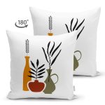 Vazo Temalı Soyut Dijital Baskılı Süet Yastık Kırlent Kılıfı Realhomes