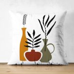 Vazo Temalı Soyut Dijital Baskılı Süet Yastık Kırlent Kılıfı Realhomes