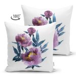 Suluboya Motifli Gül Tasarımlı Modern Süet Yastık Kırlent Kılıfı Realhomes