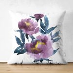 Suluboya Motifli Gül Tasarımlı Modern Süet Yastık Kırlent Kılıfı Realhomes