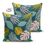 Renkli Tropik Yaprak Temalı Dijital Baskılı Süet Yastık Kırlent Kılıfı Realhomes