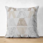 Geometrik Üçgen Tasarımlı Dekoratif Süet Yastık Kırlent Kılıfı Realhomes