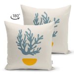 - RealHomes Çift Tarafı Dijital Baskılı Süet Yastık Kırlent Kılıfı - Realhomes Beyaz Zemin Yosun Motifli Dijital Baskılı Modern Süet Yastık Kırlent Kılıfı Realhomes