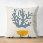 - RealHomes Çift Tarafı Dijital Baskılı Süet Yastık Kırlent Kılıfı - Realhomes Beyaz Zemin Yosun Motifli Dijital Baskılı Modern Süet Yastık Kırlent Kılıfı Realhomes