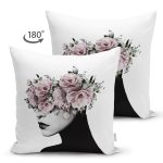 - RealHomes Çift Tarafı Dijital Baskılı Süet Yastık Kırlent Kılıfı - Realhomes  Gül Temalı Kadın Figürlü Özel Tasarım Süet Yastık Kırlent Kılıfı Realhomes