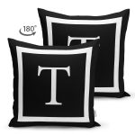 - RealHomes Çift Tarafı Dijital Baskılı Süet Yastık Kırlent Kılıfı - Realhomes  Siyah Zemin Beyaz Çerçeveli T Harfi Dijital Baskılı Süet Yastık Kırlent Kılıfı Realhomes
