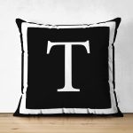 - RealHomes Çift Tarafı Dijital Baskılı Süet Yastık Kırlent Kılıfı - Realhomes  Siyah Zemin Beyaz Çerçeveli T Harfi Dijital Baskılı Süet Yastık Kırlent Kılıfı Realhomes