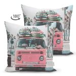 Retro Otantik Araba Tasarımlı Modern Süet Yastık Kırlent Kılıfı Realhomes