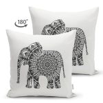 - RealHomes Çift Tarafı Dijital Baskılı Süet Yastık Kırlent Kılıfı - Realhomes Siyah Beyaz Fil Tasarımlı Dijital Baskılı Süet Yastık Kırlent Kılıfı Realhomes